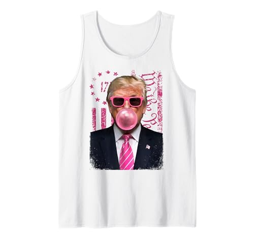 Donald Trump Pink Bubblegum Satire - Pop Art with USA Flag Tank Top
