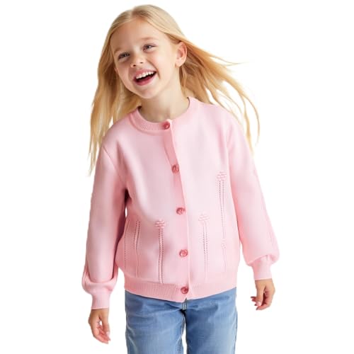 Danny D Toddler Girls Crewneck Cardigan Sweater Kids Long Sleeve Button Knit Tops Outwear Bolero Shrug Cropped Tops