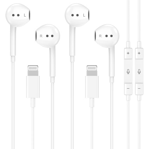 2 Packs for iPhone Headphones Wired Earbuds/Earphones Nosie Reduction Built-in Microphone & Volume Control Headsets Compatible with iPhone 14/13/12/11/XR/XS/X/8/7/SE/Pro/Pro Max