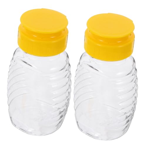 GRIRIW 2pcs Honey Dispenser Honey Container Honey Squeeze Bottle Dressing Dispenser Ketchup Container Honey Jar Coffee Syrups Travel Oil Bottle Squeeze Bottles for Sauces Bee Pot Plastic