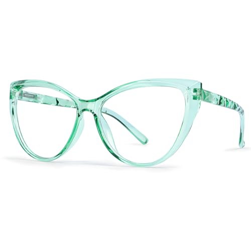 Image of Blue Light Blocking Cat Eye Glasses for Women Transparent Frame Anti UV Protection Zero Power Computer Glasses Lightweight Optical Frame