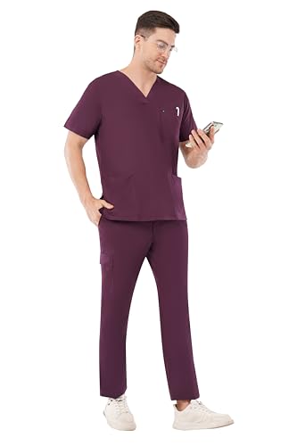 Image of PRAGATI TRENDS Premium Unisex Scrub Suit With Customize Name Print Option(Follow the Description) V-Neck Top and Cargo Type Trouser