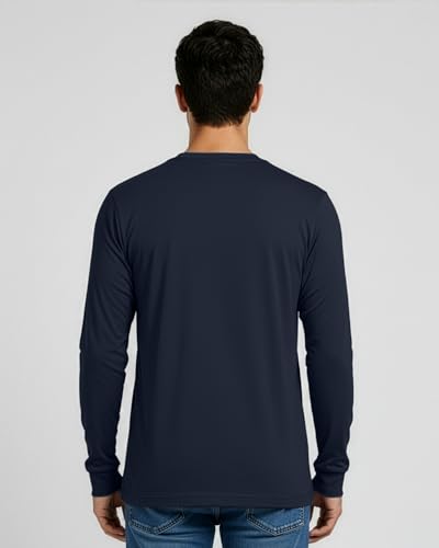 Image of Real Essentials 4 Pack: Men's Cotton Long Sleeve Crew Neck T-Shirt - Soft Work Casual Jersey Tees