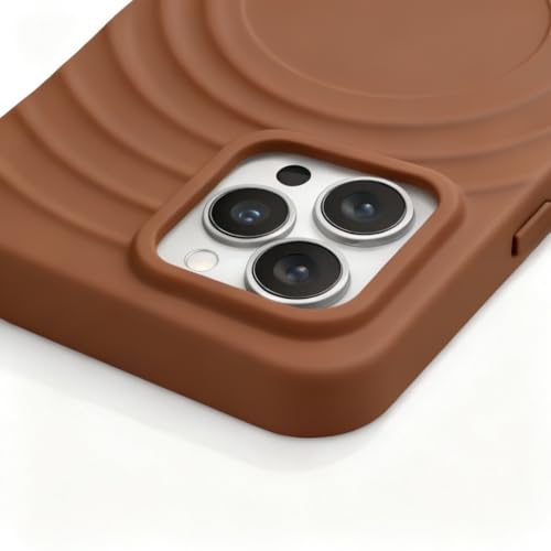 Image of amazon basics Shockproof Case for iPhone 14 Pro | Ripple Pattern | Camera Protection | Protective Cover with Enhanced Grip & Wireless Charging Support - Brown