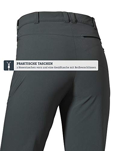 Schöffel Damen Pants Engadin1, strapazierfähige Damen Hose für Wanderungen, wasserabweisende Outdoor Hose mit sportlichem Schnitt, asphalt, 44