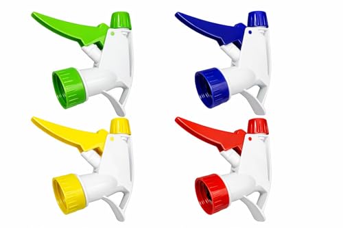 Image of Green Snap Trigger Sprayer Replacement Nozzle, Trigger Sprayer Bottle Heads for 16oz / 32oz Spray Bottles, (Multi color Pack of 4)