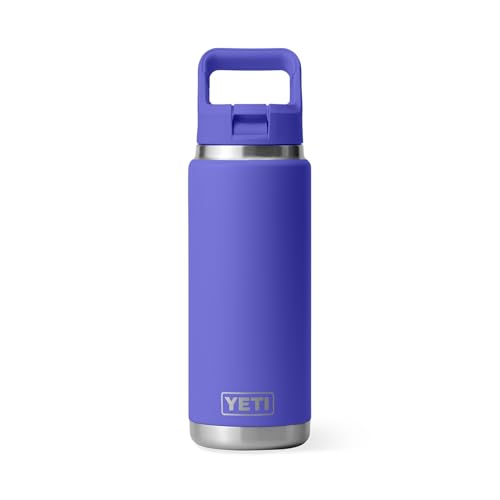 Image of YETI Rambler 26 oz Bottle, Vacuum Insulated, Stainless Steel with Color Matching Straw Cap
