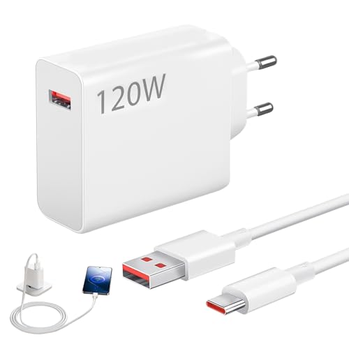 BOULESENM 120W Xiaomi Schnellladegerät,120W Ladegerät Schnellladung und 1.5 m 6 A Typ C Kabel Mi Turbo, für Xiaomi 14 13...