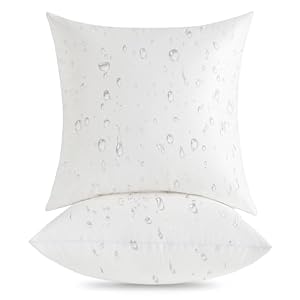 Oubonun 22×22 Outdoor Pillow Inserts Pack of 2 Square Waterproof Throw Pillow Decorative Throw Pillows Insert for Couch Sofa Bed Patio Furniture White Pillows
