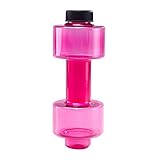 Jiecikou Dumbbell Shape Fitness Water Bottle Leakproof 550ml Sports Water Bottle Pink Red