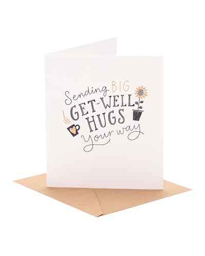 UK Greetings | Get Well Soon Card | Hugs Design | With Envelope