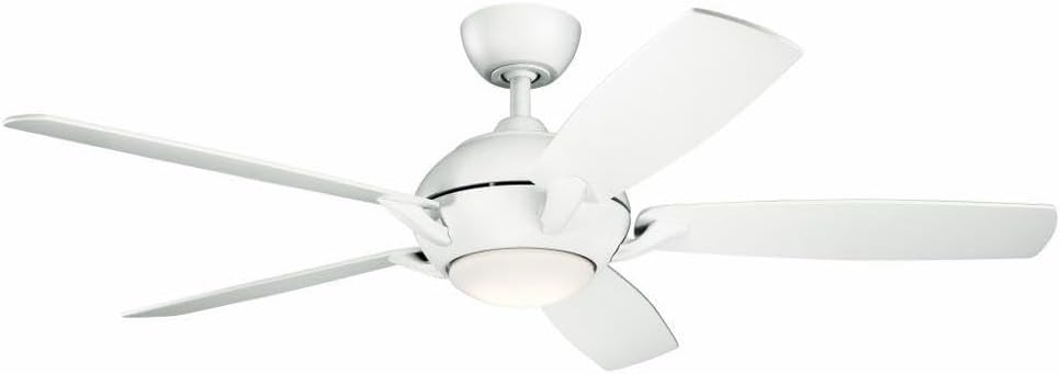 Kichler Geno Collection 54-Inch Ceiling Fan in Matte White with Integrated LED Light, for Medium to Large Rooms, 330001MWH