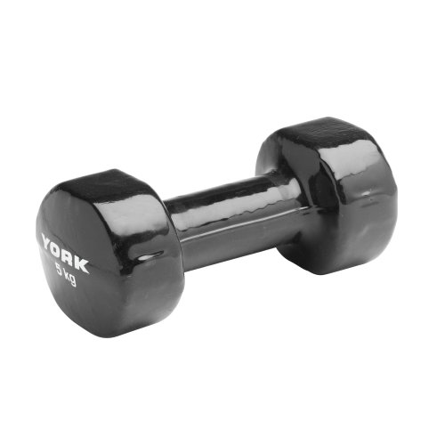 York Fitness Single Vinyl Dipped Dumbbell (Fitbell), Black, 5 Kg