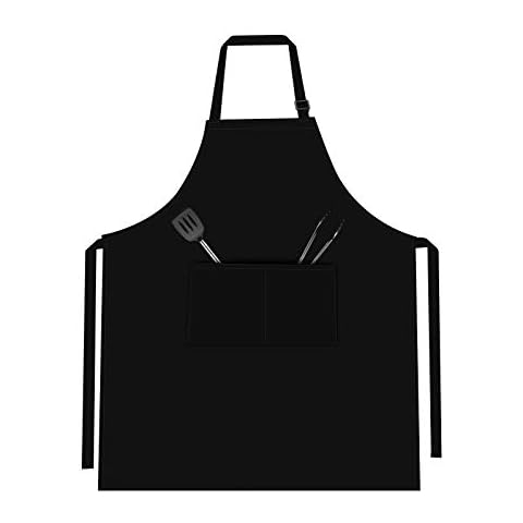Shentian Schürze-Schwarz Baumwolle Küchenschürze,Kochschürze,Grillschürze-Küchentextilien Fit Kittelschürze Damen Und Männlich Cover