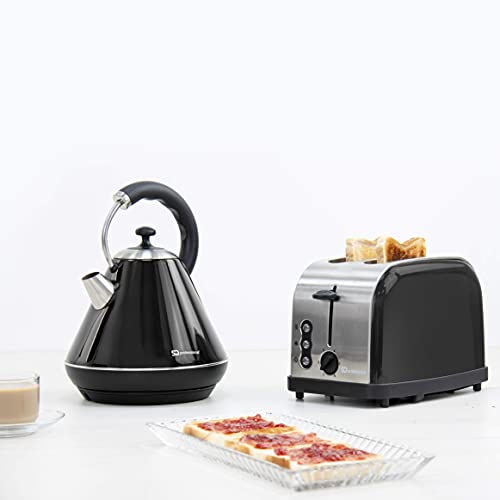 SQ Professional Frühstücksset 2-teilig Wasserkocher 2200 W & 2 Scheiben Toaster 900 W (Edelsteine Onyx schwarz) – Bild 8