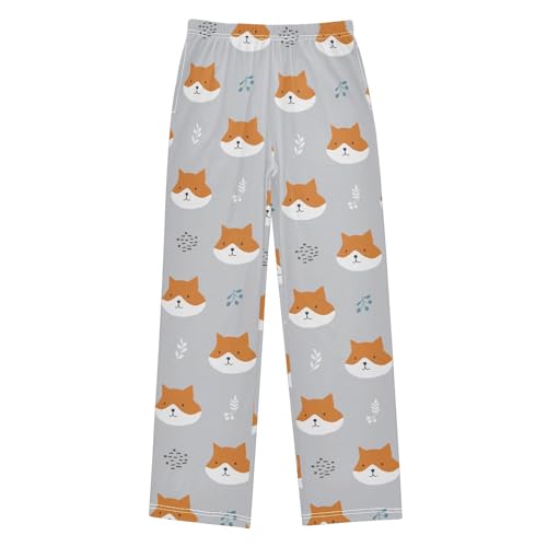 Boys' Pants Cartoon Orange Fox Grey Long Bottoms Jogger Pants Elastic Waist Trousers with Pockets S-XL