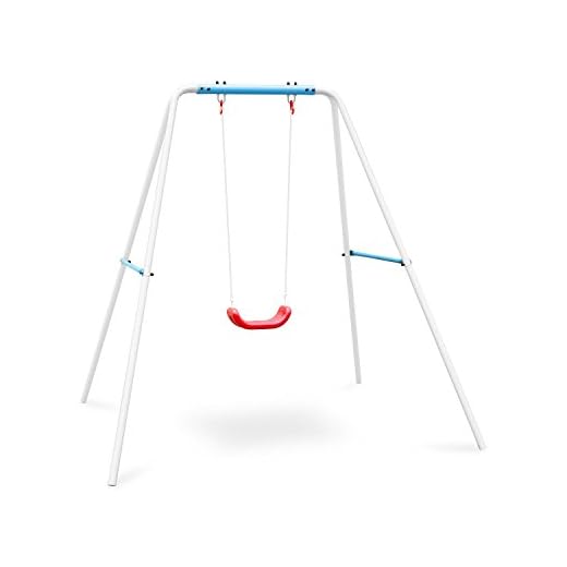 Oneconcept Miri Columpio Infantil para Exteriores (Asiento de plástico, Cuerda Alta Resistencia, Peso MAX 45kg, Estructura Acero, Apto niños 3 a 10 años, balancín Azul)