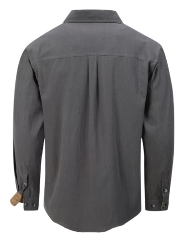 Drazivon Men's Button Down Long Sleeve 100% Cotton Flannel Shirt Grey 2XL - image 3