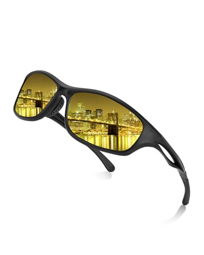 FIMOSON Night Driving Glasses for Men Women Anti Glare HD Polarized Yellow Tinted Night Vision Glasses for Driving