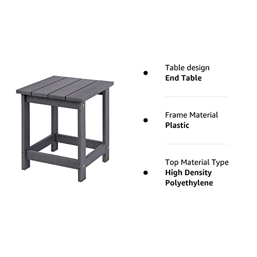 Lzrs Adirondack Square Side Table, Pool Composite Patio Table,Hdpe End Tables For Backyard,Pool, Indoor Companion, Easy Maintenance & Weather Resistant(Grey) #TOP7