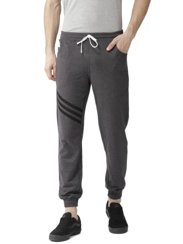 Image of Hubberholme Men's Cotton Blend Slim Fit All Season Wear Track Pants (Slant 3 Stripes Design)