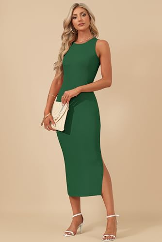 Image of AUSELILY Womens Summer Bodycon Dresses 2026 Basic Casual Sleeveless Knit Tank Midi Dress