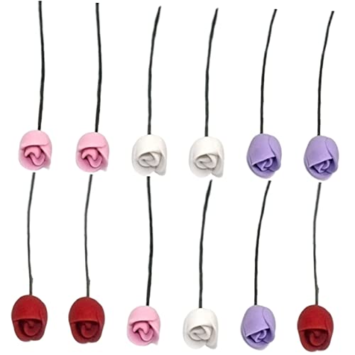 Alipis 48pièces Miniature Tulipes Artificielles Décoration Maison De Poupée Accessoires Réalistes pour