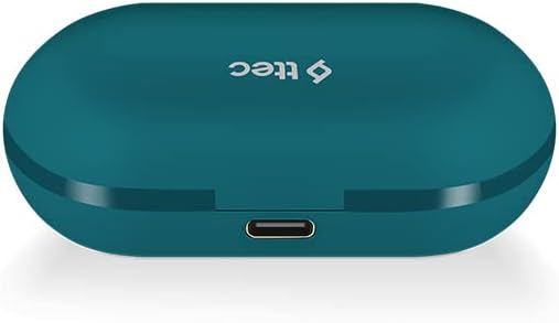 Closed ttec AirBeat Free charging case, back view พร้อมพอร์ต USB-C