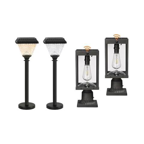 Lovus 4Pack Solar Post Lights Outdoor with Pier & Pole Mount Cover