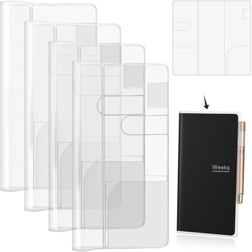 4 PCS Clear Plastic Covers for Hobonichi Weeks Cover, Planner Cover Protector Transparent PVC Waterproof Strong Plastic Protecting Sleeves for Weeks Notebook, Books 20.8×19.7cm