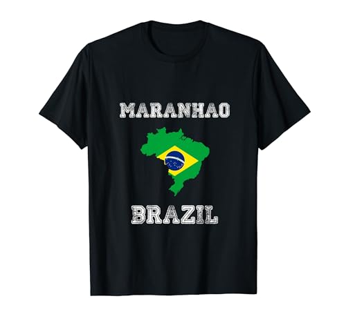 Maranhao Brasil Vintage Brasil Bandera Mapa Diseño Camiseta