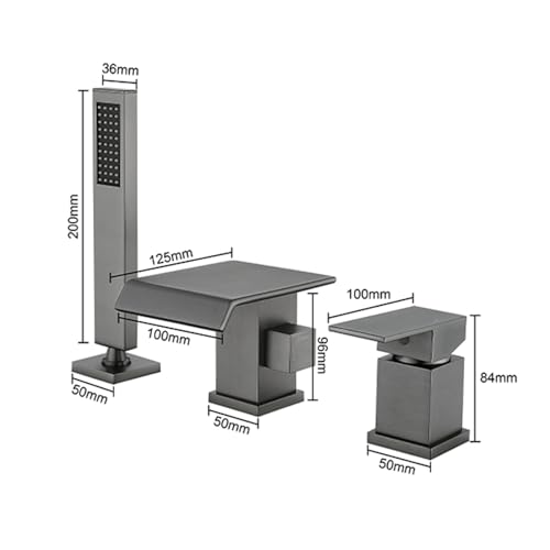 Robinet de bain cascade chromé 3 trous mitigeur eau chaude froide laiton