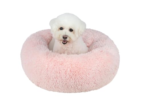 Best-Pet-Supplies-Round-Calming-Dog-Bed-for-Small-Medium-Large-Dogs-Plush-Donut-Cuddler-Pet-Bed-wRaised-Rim-for-Head-Neck-Support-Anti-Slip-Bottom-Washable-Bed-Pink-30-x-30-x-8 Best Pet Supplies Round Calming Dog Bed for Small, Medium & Large Dogs, Plush Donut Cuddler Pet Bed w/Raised Rim for Head, Neck Support, Anti-Slip Bottom Washable Bed - Pink, 30 x 30 x 8 - Image 1