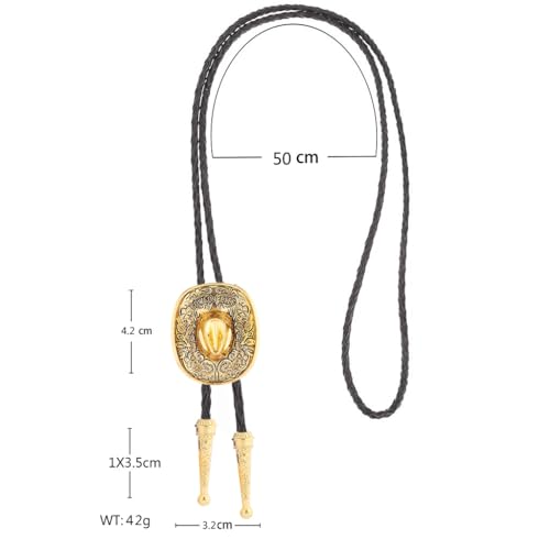 Image of GelConnie Bolo Ties for Men Women Western Cowboy Tie Mens Western Necklace Leather Necktie Gold Bolero Tie Cowboy Necklace