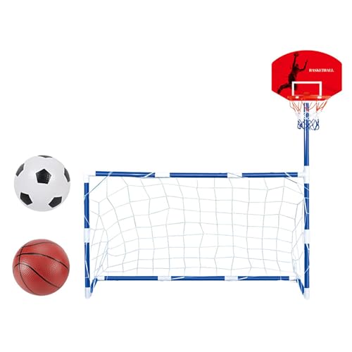 Panier de basket et cage de foot 2 en 1 pour jeu enfant intérieur et extérieur