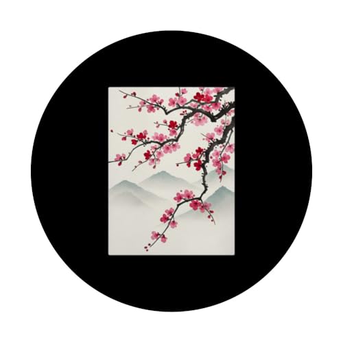 Japon Sakura Paysage Traditionnel sur Bois Art Japonais PopSockets PopGrip Adhésif – vue 3