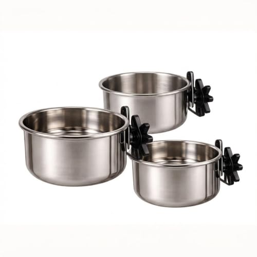 Image of Pets Empire Best Stainless Steel Birds Coop Cup Feeder Bowl (300 ML Pack of 4, coop)