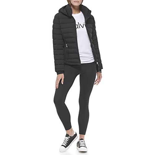 Calvin Klein Women's Water Resistant Casual Lightweight Scuba Side Panels Jacket, Black, Large #TOP3