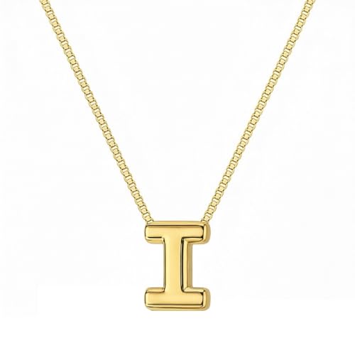 Image of Personalized Bubble Letter Initial Necklace, 14K Gold Plated, Dainty Pendant for Women, Trendy Gold Jewelry