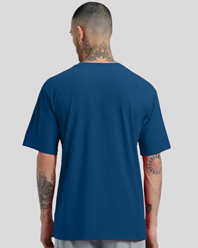 Image of AUSK Mens Loose Fit Oversized Printed Cotton T-Shirts Half Sleeve Drop Shoulder Men Tshirt