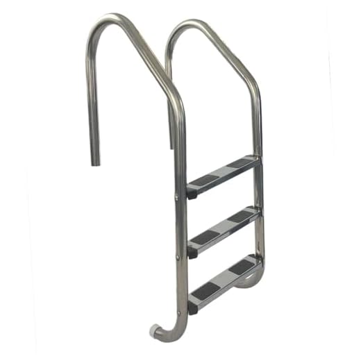 Aqua Select 3 Step Stainless Steel Pool Ladder with Stainless Steel Steps | Entry and Exit System for In-Ground Swimming Pools | 250 Pound Capacity | 1.9 Inch Outer Diameter