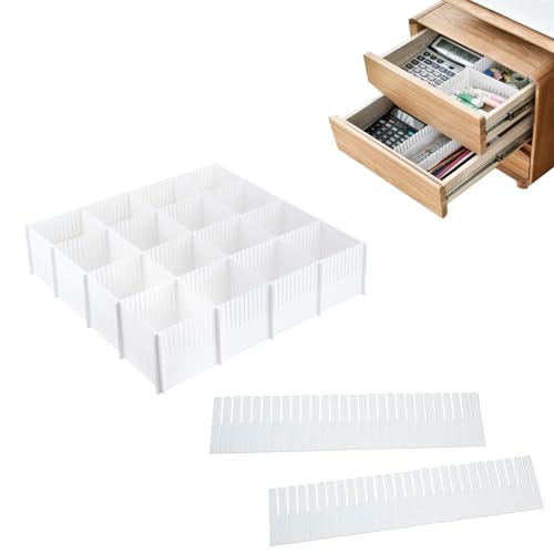 SNZ Juego de 12 separadores de cajones, de material PP, divisores ajustables y organizadores (35 x 7 cm) para cocina, baño, oficina, armario, separadores duraderos para ordenar cajones