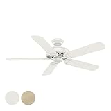 Casablanca Fan 54 inch White Indoor Ceiling Fan with Reversible blades, Quiet Reversible Motor, 5 Blade Ceiling Fan for Bedroom, Living Room, Office, Basement, Kitchen, Dining Room (Renewed)