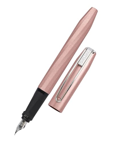ONLINE Füller Slope Metallic Rose, Patronen-Füller mit ergonomischem Griffstück, hochwertige Iridium-Feder medium, Standard-Tintenpatronen, inkl. Kombipatrone blau, für Schule und Büro