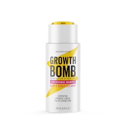 Growth Bomb Supercharge Shampoo – Tiefenreinigung für fettige Ansätze, stärkt Haar vom Ansatz an, für volleres, gesünderes Haar & frische Kopfhaut, 250 ml