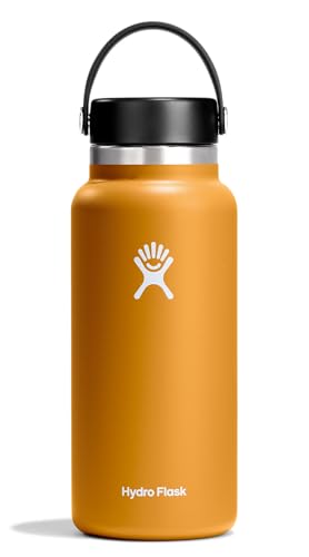 Image of Hydro Flask Water Bottle - Insulated Stainless Steel - Wide Mouth Flex Lid, Non Spill, Leakproof and Refillable in 32 Oz Fossil Brown