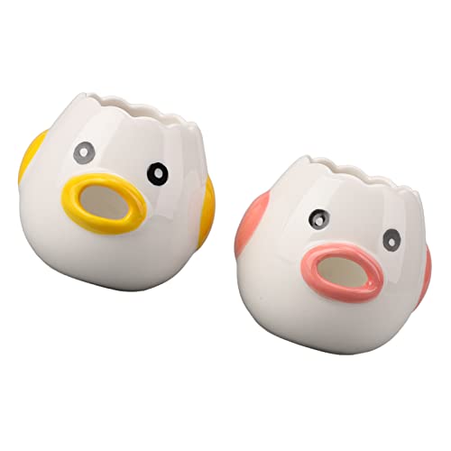 Gavigain 2Pcs Separador de Huevos,Mini Separador de Yema y Clara de Huevo Práctico y Sencillo Separador de Huevos de Cerámica Apto para Cocina Hornear Pequeñas Herramientas Separación Automática Cocin