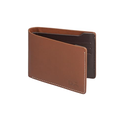 Image of DailyObjects Stylish Tan Genuine Leather Men's Bi-Fold Wallet with Multiple Card Holders|Cash Section|Durable Classic Design| Everyday Organizer for Securely Carrying Money| Cards| IDs| and Essentials