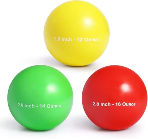2.8IN Weighted Baseball & Softball Training Balls Set for Batting Hitting & Pitching Practice | Durable PVC Shell | 14 and 16 oz | 3pcs
