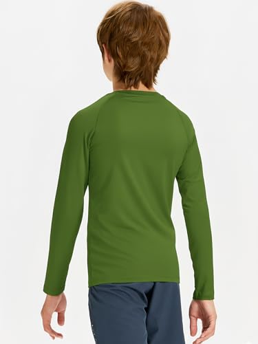 Image of DEVOROPA Youth Boys Compression Shirt Long /Short Sleeve Football Baseball Undershirt Quick Dry Kids Sports Baselayer Crewneck